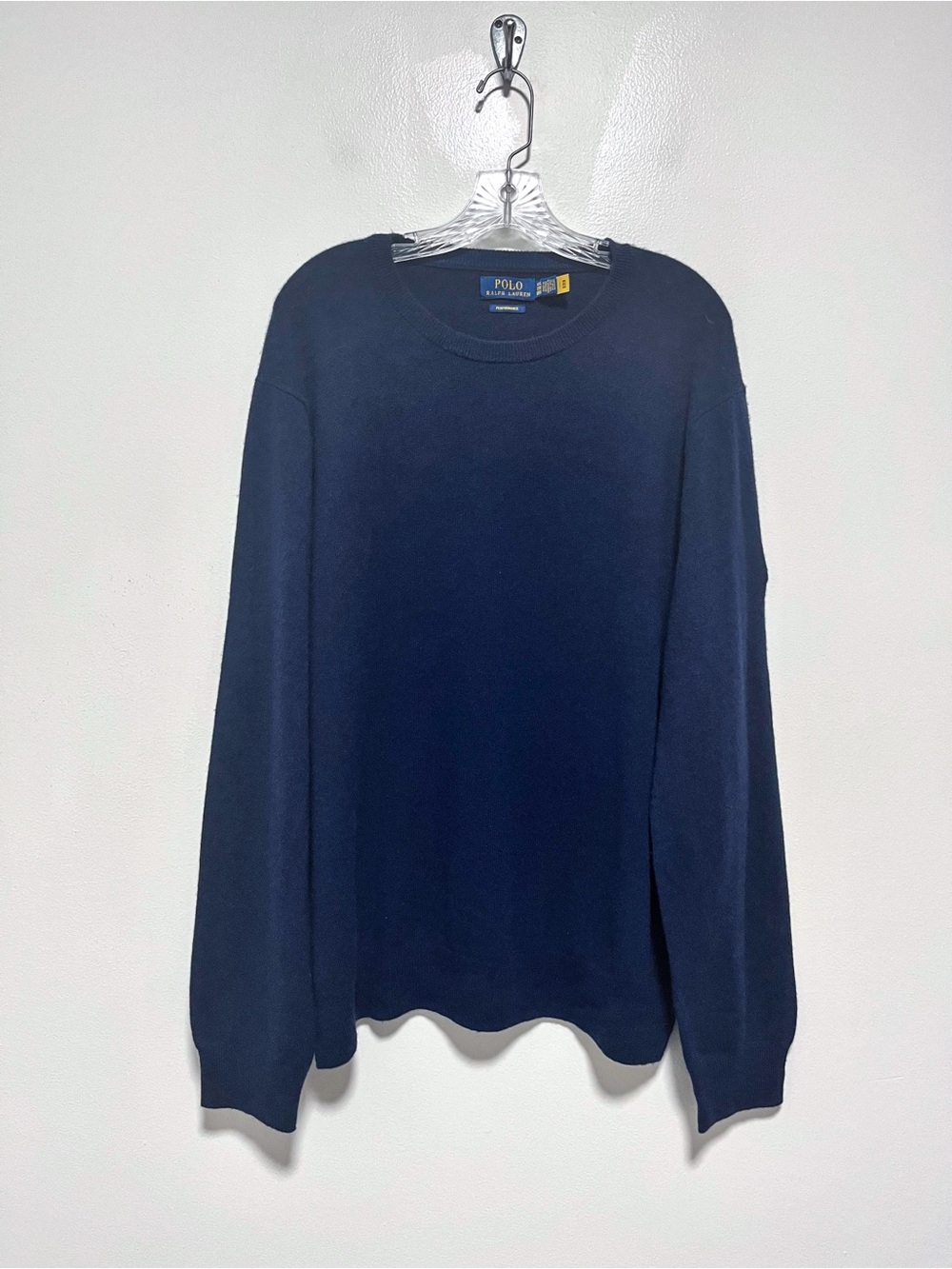 Polo Ralph Lauren 100% Cashmere Knit Crew Neck Sweater Navy Blue Luxury XXL